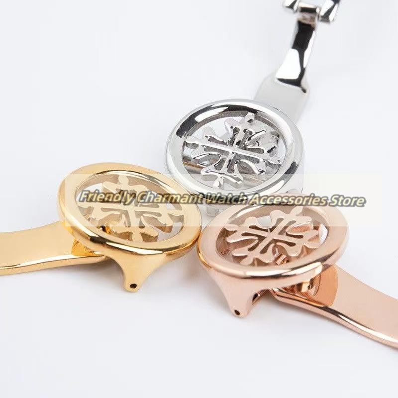 Neue Silber Gold 316L Edelstahl Faltschließe mit Dornschließe 16mm 18mm Schraubverschluss Passend für Patek Philippe Uhrenarmband