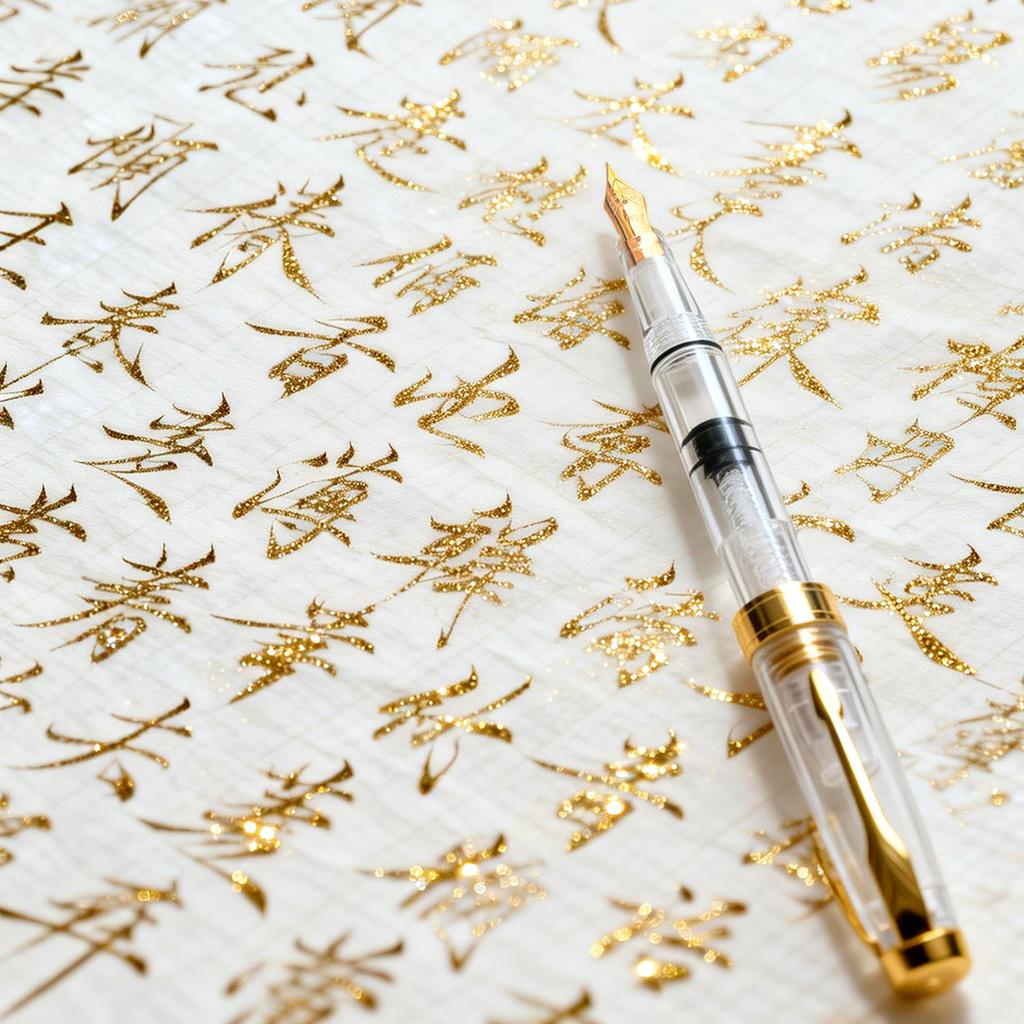 Gold Powder Ink Non-Blocking EF/F Nib Transparent Fountain Pen For Calligraphy Smooth Writing School Office Supplies Stationery