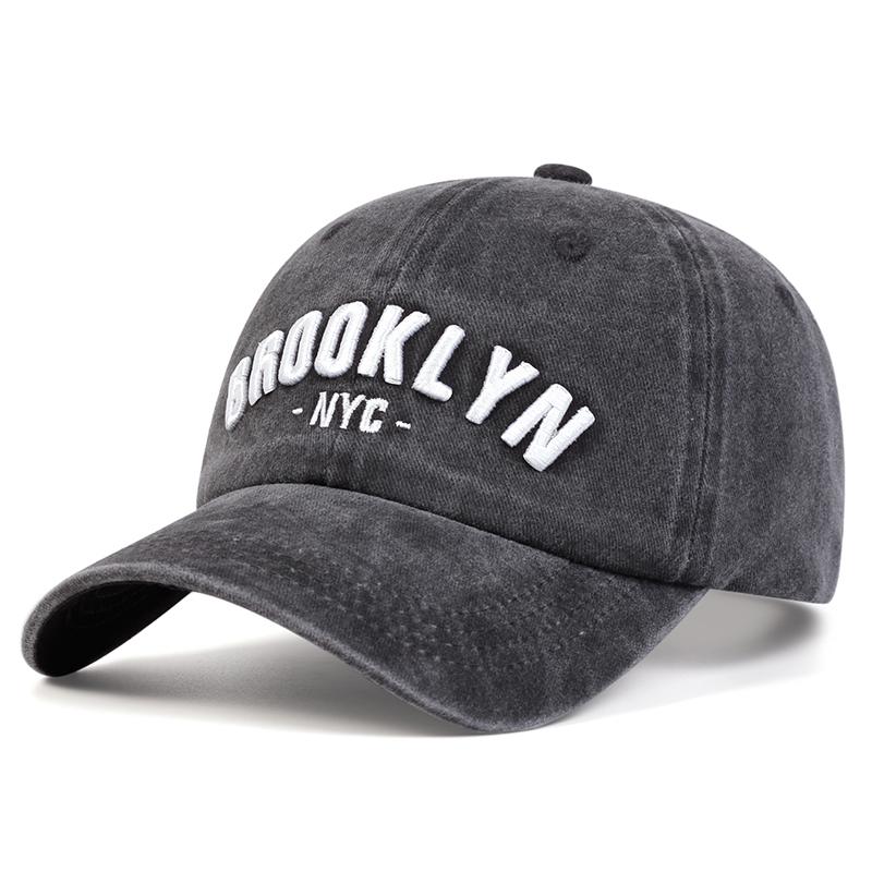 Unisex BROOKLYN Letter Embroidery Wash Baseball Caps Spring and Autumn Outdoor Adjustable Casual Hats Sunscreen Hat