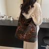 Leopard Print Large Capacity Tote Bag Women's Vintage Canvas Shoulder Crossbody Bag