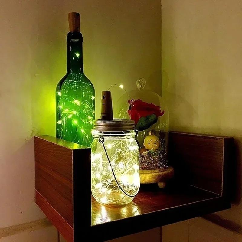 LED Cork-shaped Wine Bottle Lamp Night Elf Copper String Lights, Romantic Valentines Day Party Decoration