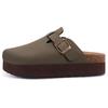 Fashion Shevalues Platform Clogs Sandals For Women Summer Thick Heels Leather Mules Slippers Female Cork Footbed Fashion Beach Sandals