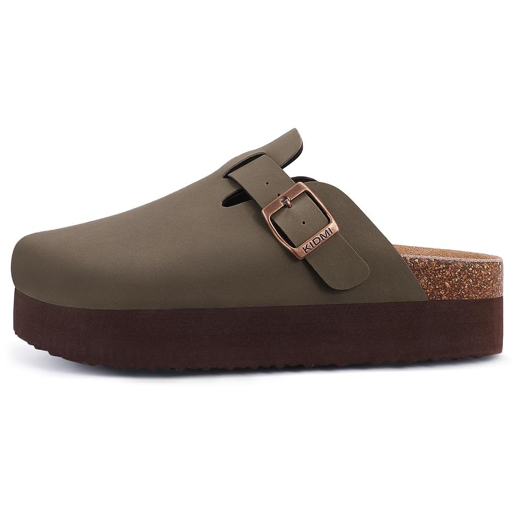Fashion Shevalues Platform Clogs Sandals For Women Summer Thick Heels Leather Mules Slippers Female Cork Footbed Fashion Beach Sandals