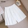 Frauen Sommer Elastische Taille Breite Bein Hosen Kordelzug Shorts Strand Shorts Lose Beiläufige Einfarbig