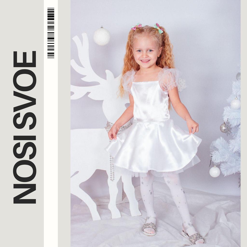 Girls’ Elegant Snowflake Costume Dress – Magical Look & Comfortable Fit, Winter, 7017 HC