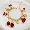1 Pulsera de Cereza Dulce y Linda con Sencillo y Versátil Lazo de Amor y Pulsera con Borla