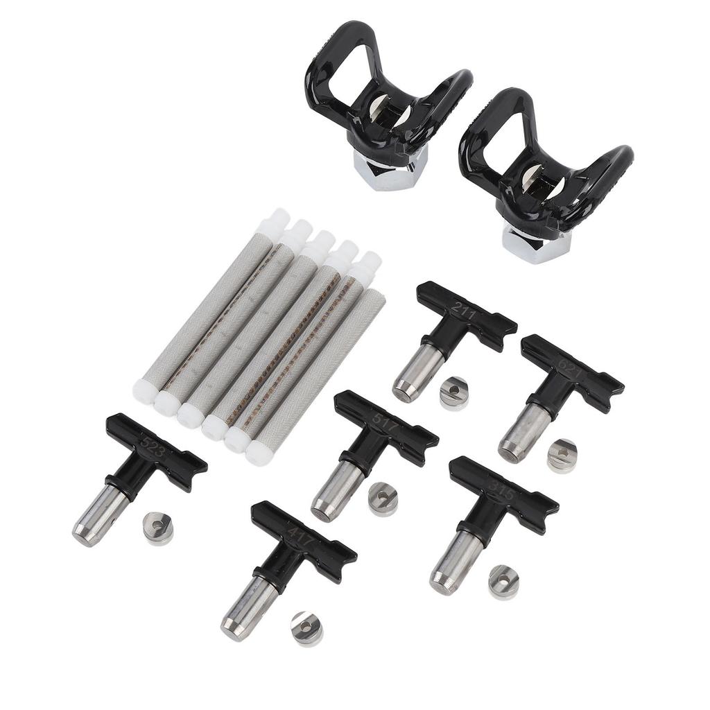 6 Pcs Airless Spray Tip Set Black 211 315 417 517 523 621 Airless Paint Sprayer Nozzles with 2 Tip