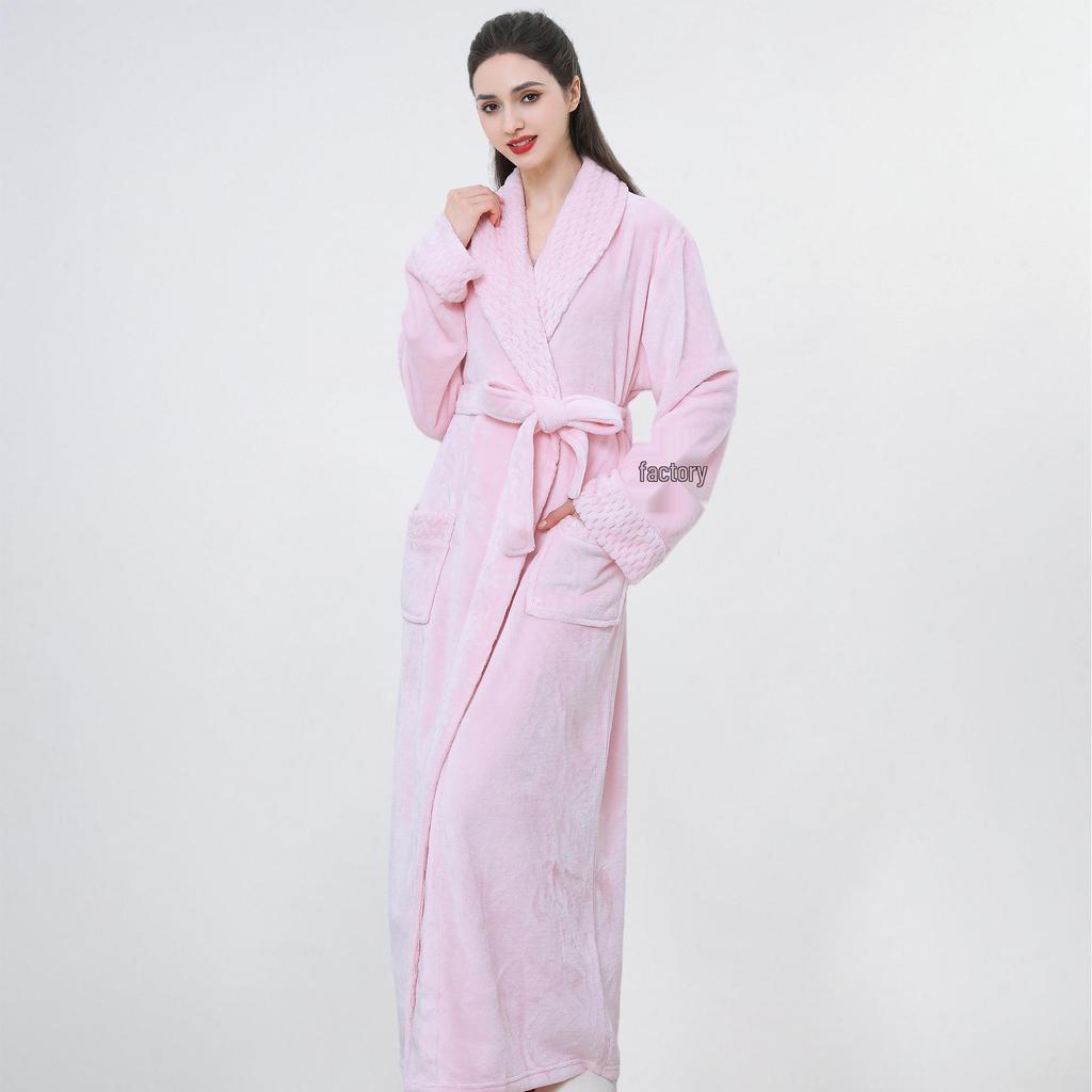 Peignoir de bain en flanelle épaisse de style européen et américain pour l'automne et l'hiver