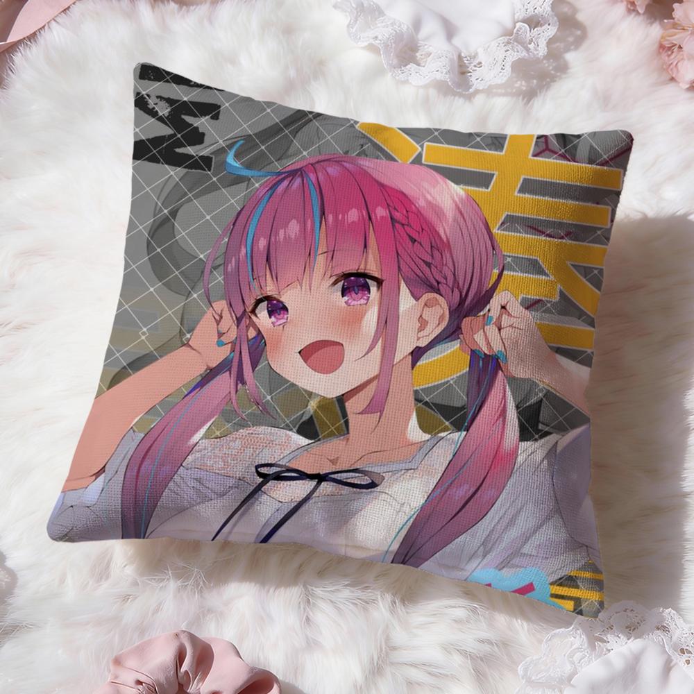 Hololive M-Minato Aqua Cushion Cover Premium Comfort Reversible Pillow Cove -Two In One Design for Any Room & Car Interior