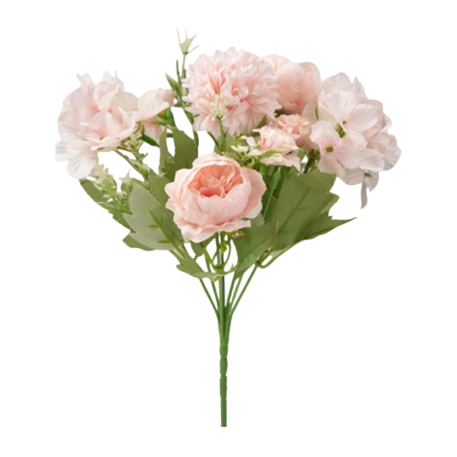 

Artificial Flower Bouquet Faux Silk Mixed Floral Arrangement Realistic Decorative Plant for Home Office Wedding Decor One Size розовый