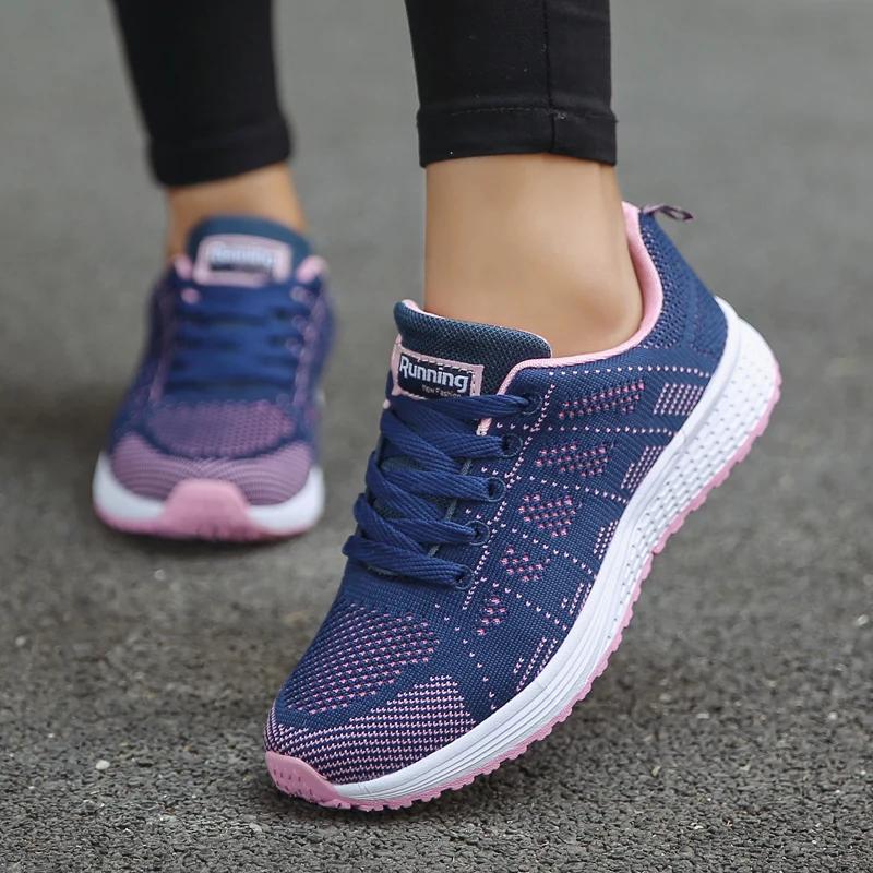 Women Casual Shoes Fashion Breathable Walking Mesh Flatshoessneakers White Female Footwear