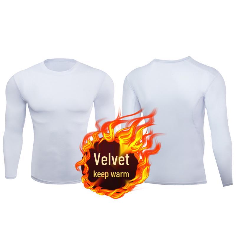 

Мужской спортивный компрессионный комплект с флисовой подкладкой: Быстросохнущая футболка с длинным рукавом и высокоэластичные брюки для бега и тренировок осенью/зимой M