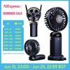 Mini Foldable Hand Fan Handheld Portable Fan with USB Rechargeable Battery Desk Outdoor Neck Hanging 5 Speed Fan