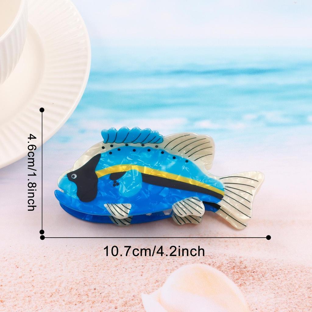Bamboo Cute Ocean Animal Hair Clips: Tropical Fish & Cartoon Shark Claw Accessories.