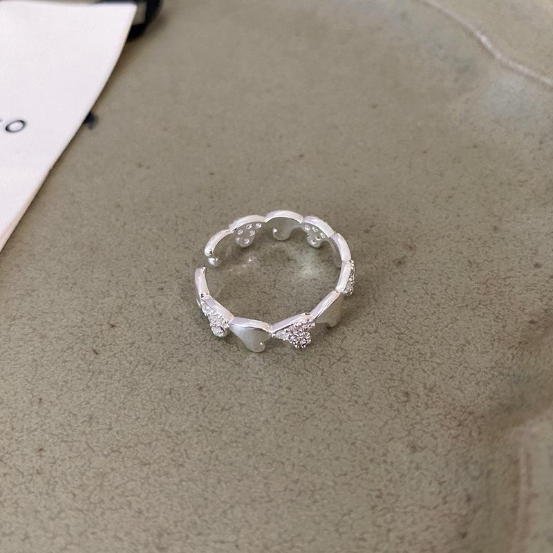 Dongdaemun zircon geometric square open ring, personalized versatile index finger ring, jewelry for women