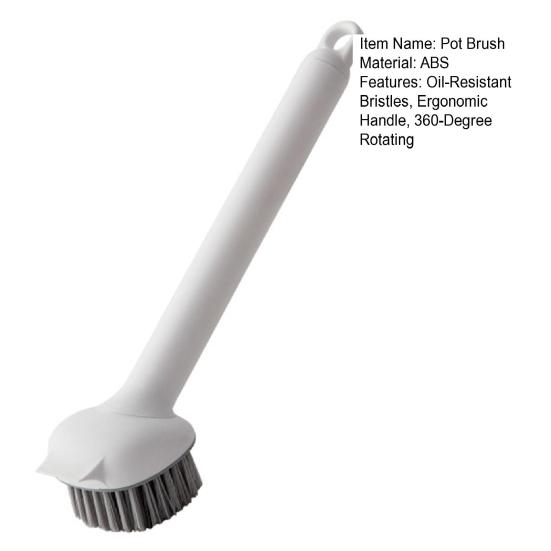Pot Brush Oil-Free Bristles 360-degree Rotating Head Cleaning Brush with Extended Handle