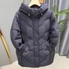 Winter Cotton-padded Jacket, Padded Jacket, Thickened Hooded Mid-length Embroidered Large Size Loose Top