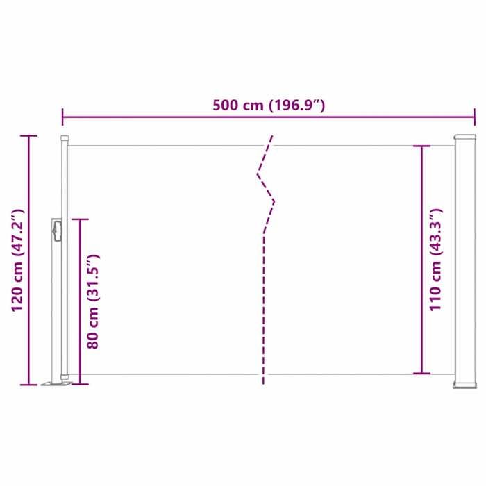 VidaXL Auvent Latéral Rétractable de Patio Store Latéral Brise-vue Abri Soleil Jardin Terrasse Balcon Exterieur Résistant 48390
