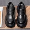 Trendige lässige Lederschuhe Herren Britische Plateau Ein-Pedal Big Head Schuhe mit Höhenabsatz Retro Herren Slipper