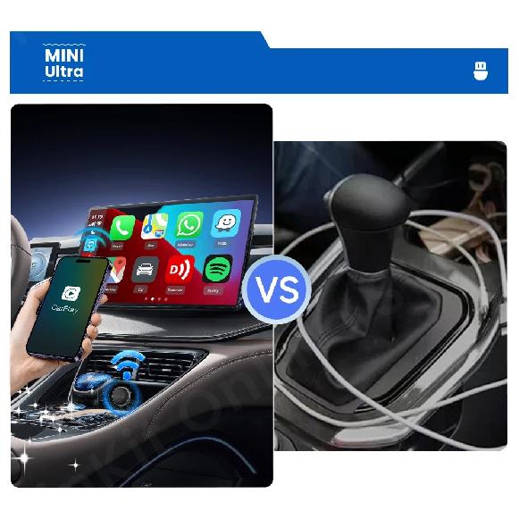 CarlinKit Mini Ultra 3 Wireless CarPlay Android auto Adapter for Car infotainment Upgrade BT 5.4GHz Wifi 5.8GHz OTA Compact