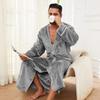 Flannel Couple Bathrobe: Men's and Women's Coral Fleece Pajamas, Thickened Mid-Length