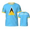Saint Lucia Fahne 3D Gedruckte T-Shirts Sport Fußballmannschaft Trikots Sommer T-Shirt Mode Lässig Neue Designer Kleidung