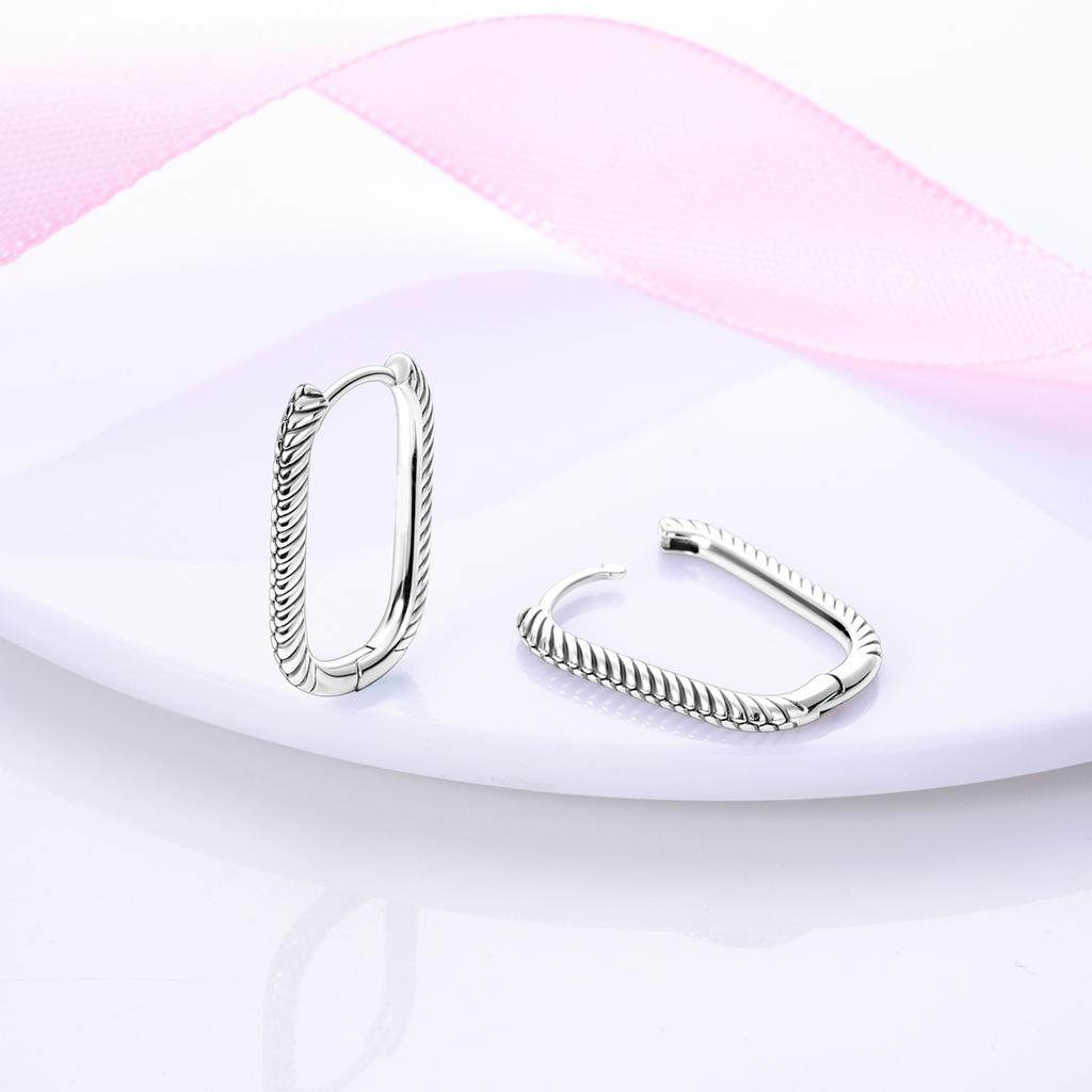 Silver Plated Woman Hoop Earring Simple Pendientes Eardrop U Shape Original  Earring Jewelry Gift