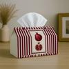 1pc Retro Pomegranate Tissue Box Holder - Multifunctional Tissue Dispenser with Red Stripe, Compact Suitable for for Home, Car, Party Decor, Storage F