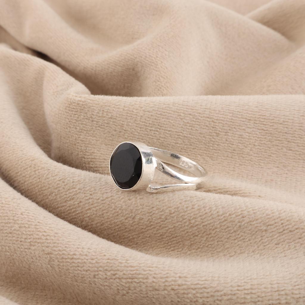 Black Onyx Gemstone Sterling Silver Ring, 925 Sterling Silver Elegant Women Ring, Statement Onyx Ring, Handmade Jewelry RR-83-18