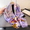 Printing Simulation Silk Brocade Sunscreen Contrasting Color Flower Silk Scarf Long Scarf Shawl Versatile Headscarf Scarf