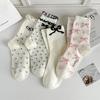 Spring Autumn Sweet Cotton Lolita Ballet Style Ultrathin Breathable Socks for Women Lace Bow Piles of Socks