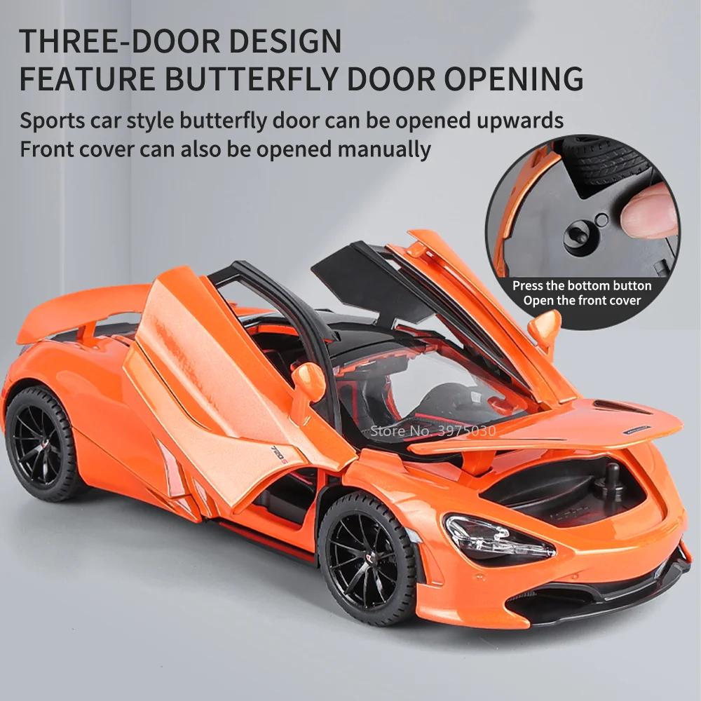 1/24 Scale McLaren 720S Sports Car Alloy Model Toys Simulation Diecasting Car with Sound and Light Pull Back Decorate Toys Boys Present
