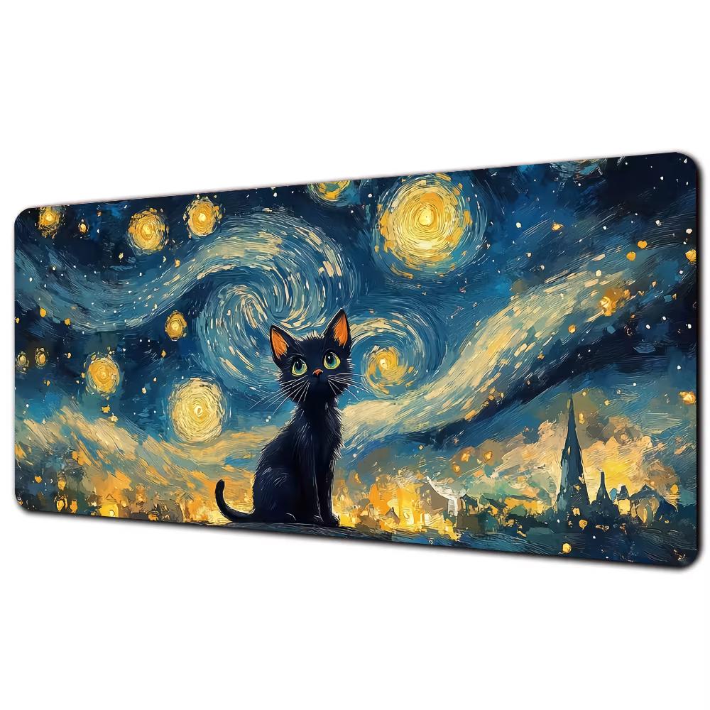 Night Cute cat Mouse Pad Mouse Pad Desk Mat gaming mats office mat gamer pc accessories keypad expansion pads rubber antislip