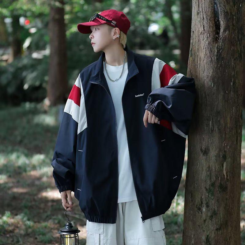 Herren Retro Japanischer Stil Bergjacke, Lockerer Schnitt, Trendiger Outdoor Stehkragen.