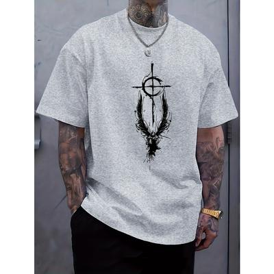 Summer Men's Pattern Printed Casual Loose Sports Comfortable Round Neck Short Sleeved T-shirt Top