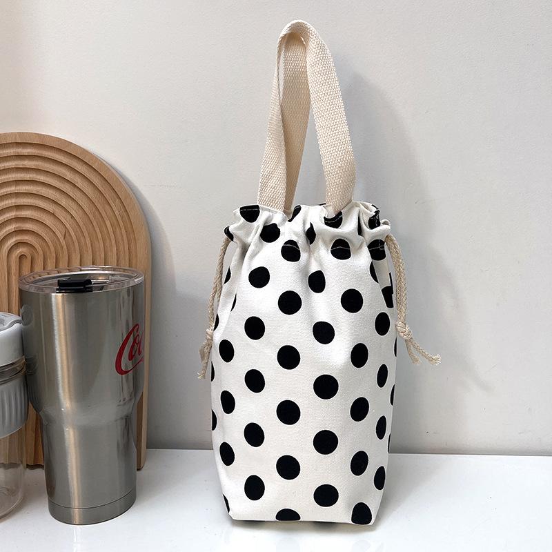 Portable Canvas Insulator Sleeve Bag Case Thermos Pouch Cartoon Pictures Closing Drawstring Storage Bag Vacuum Cup Set