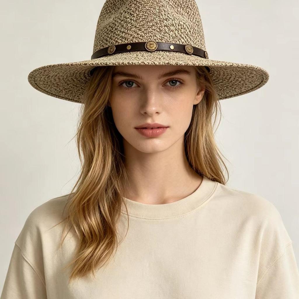New western cowboy hat, black woolen jazz top hat, men's and women's ethnic style autumn and winter felt hat, self-operated