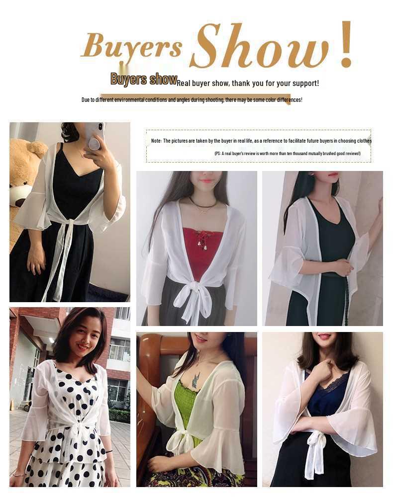 Women's Summer Chiffon Shrug: Lightweight, Versatile Cardigan for Sun Protection Over Sleeveless Dresses