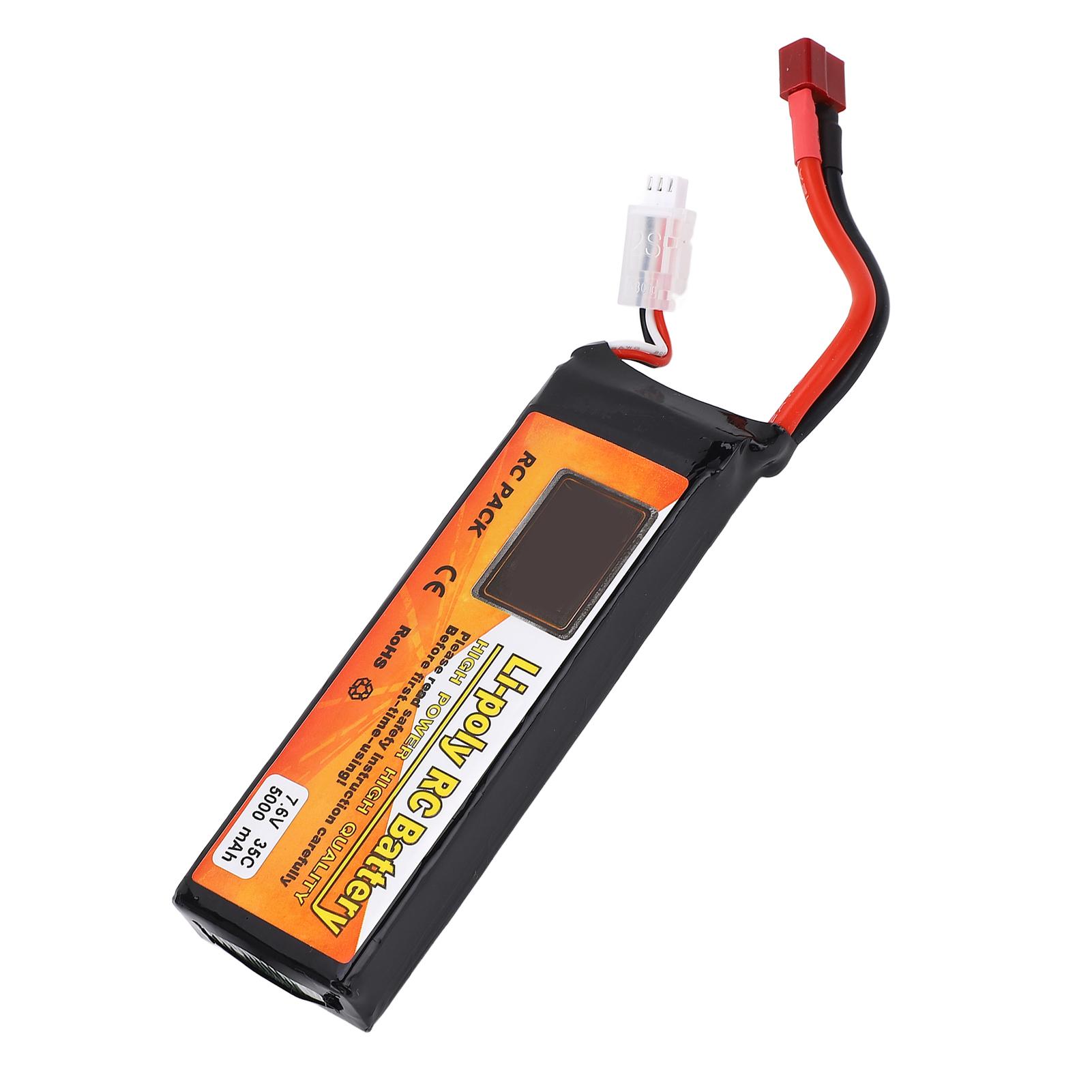 

7.6V 5000mAh RC LiPo Battery Pack with T Connector Rechargeable Lithium Battery for RC Boats Airplanes Helicopters