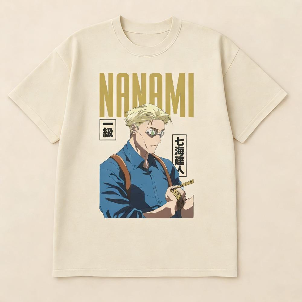 Jujutsu Kaisen Nanami Kento Unisex Pure Cotton Tshirt 2026 Summer Hot Anime Print Round Neck Loose Family Short Sleeved Top
