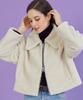Koleat Women Crop Oversized Sherpa Two-Way Zip-Up Fur Shearling Jacket [Custard] Sheepskin Ver.