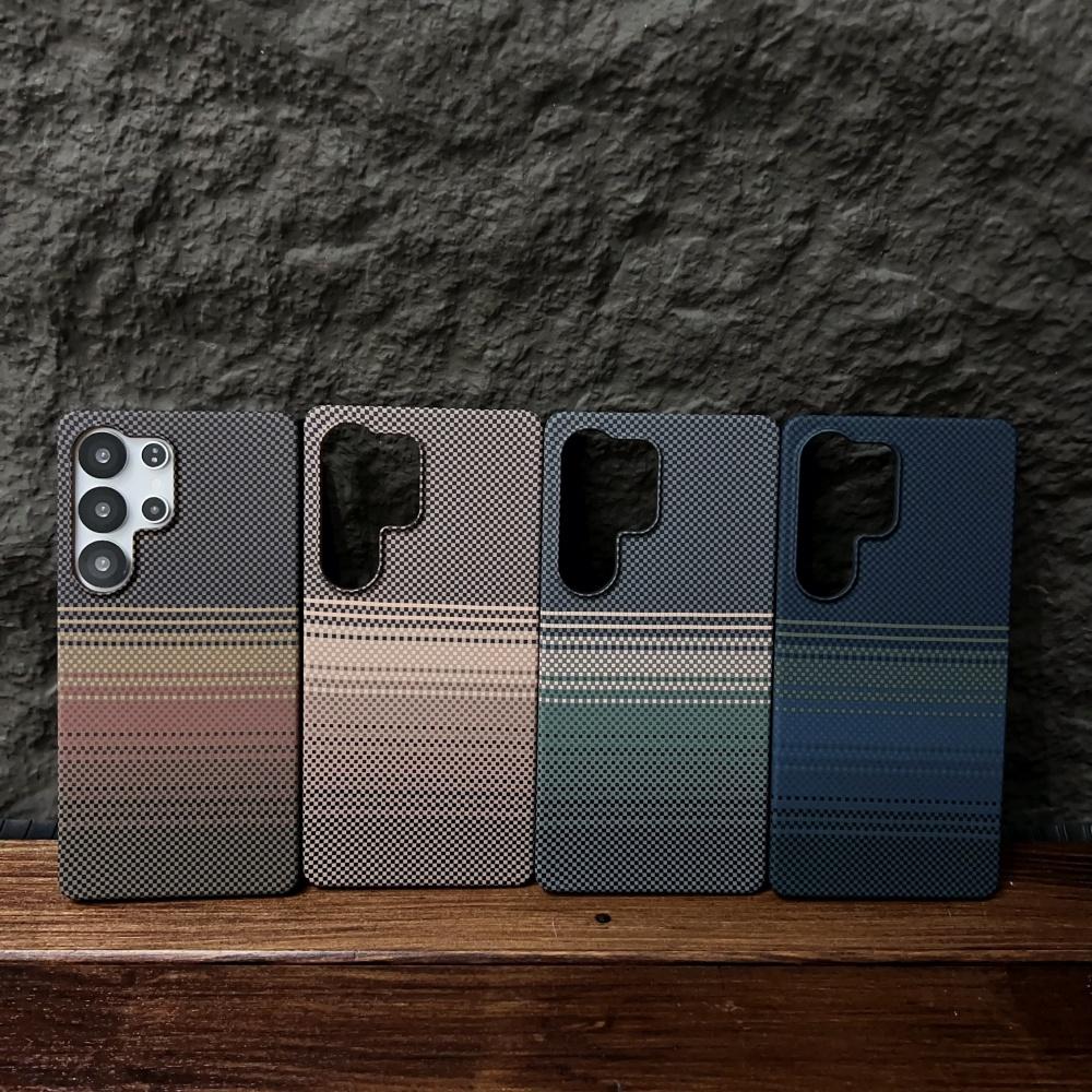 Funda Magnética Delgada con Patrón de Fibra de Carbono para Samsung Galaxy S25 S24 Ultra Plus S25Ultra PC Rígida Sin Marco Cubierta para Carga Inalámbrica