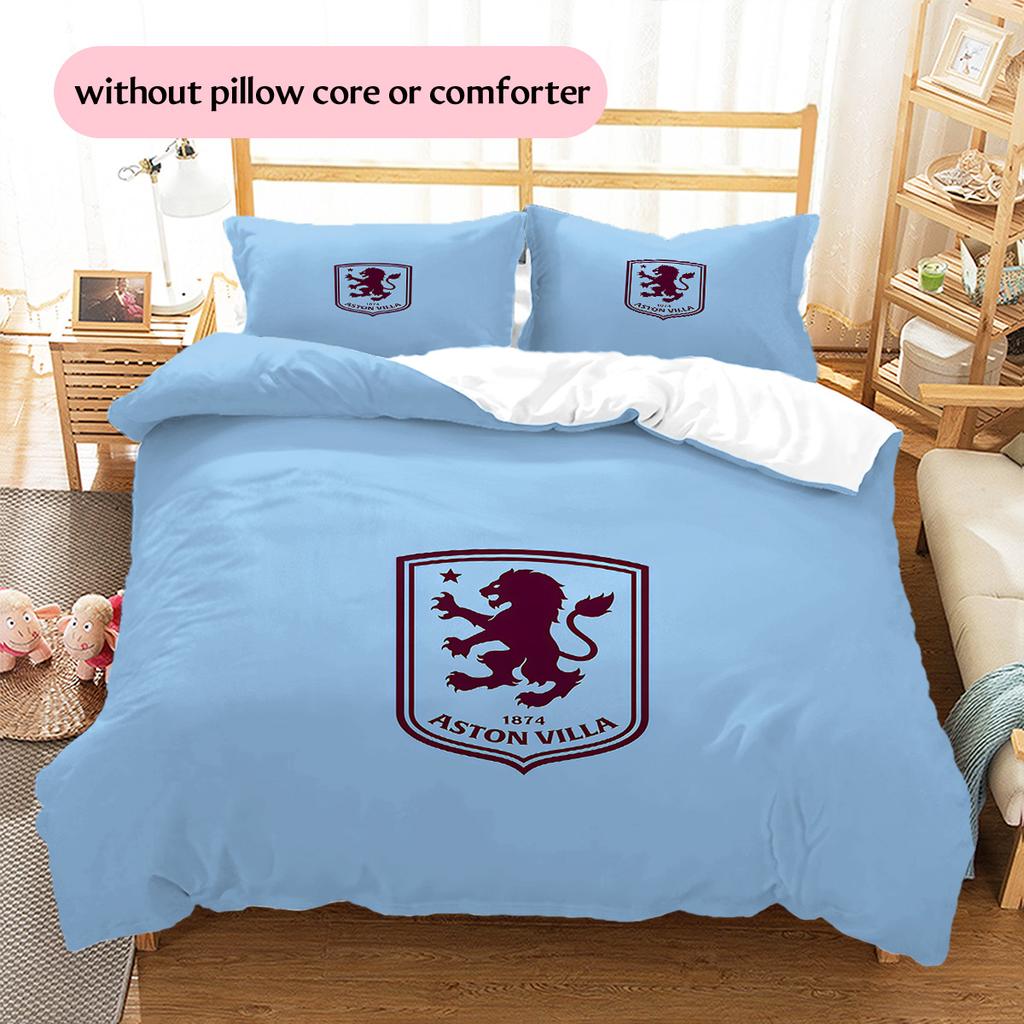 Set Copripiumino con Fantasia Aston Villa F.C Decorazione per la Casa Regalo (1 * copripiumino + 2 * federe senza imbottitura)
