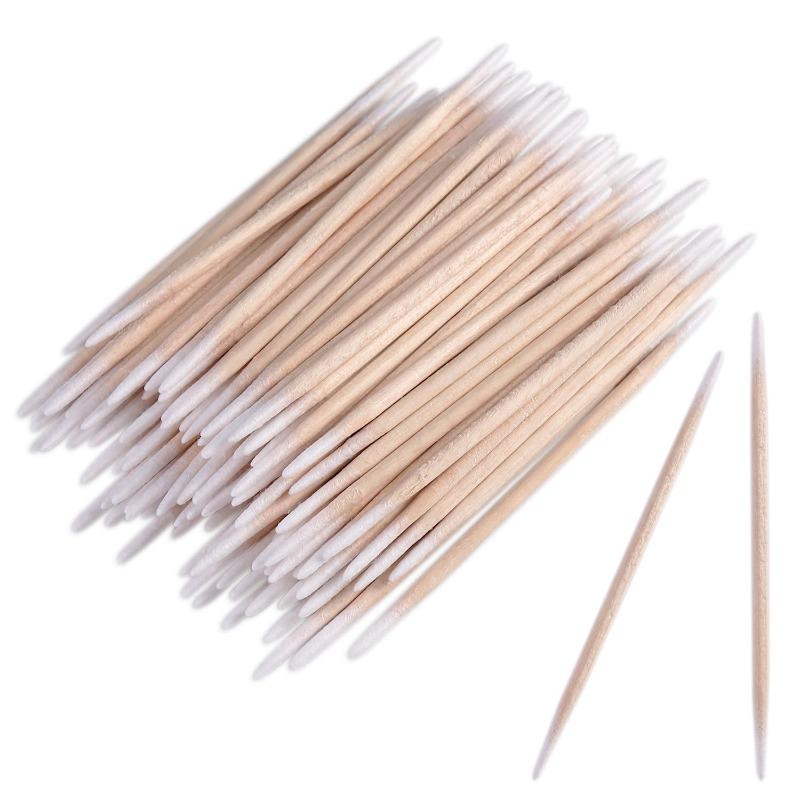 

200pcs Precision Tip Cotton Swabs Pink Double Headed Microblading Swabs with Wooden Sticks for Makeup and Nail Art 200pieces pack білий