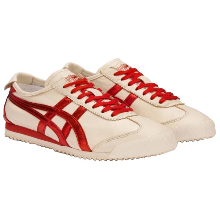 ONITSUKA TIGER MEXICO 66 Scarpe da Ginnastica Esercito Tedesco Unisex Beige Rosso 1183C522-200
