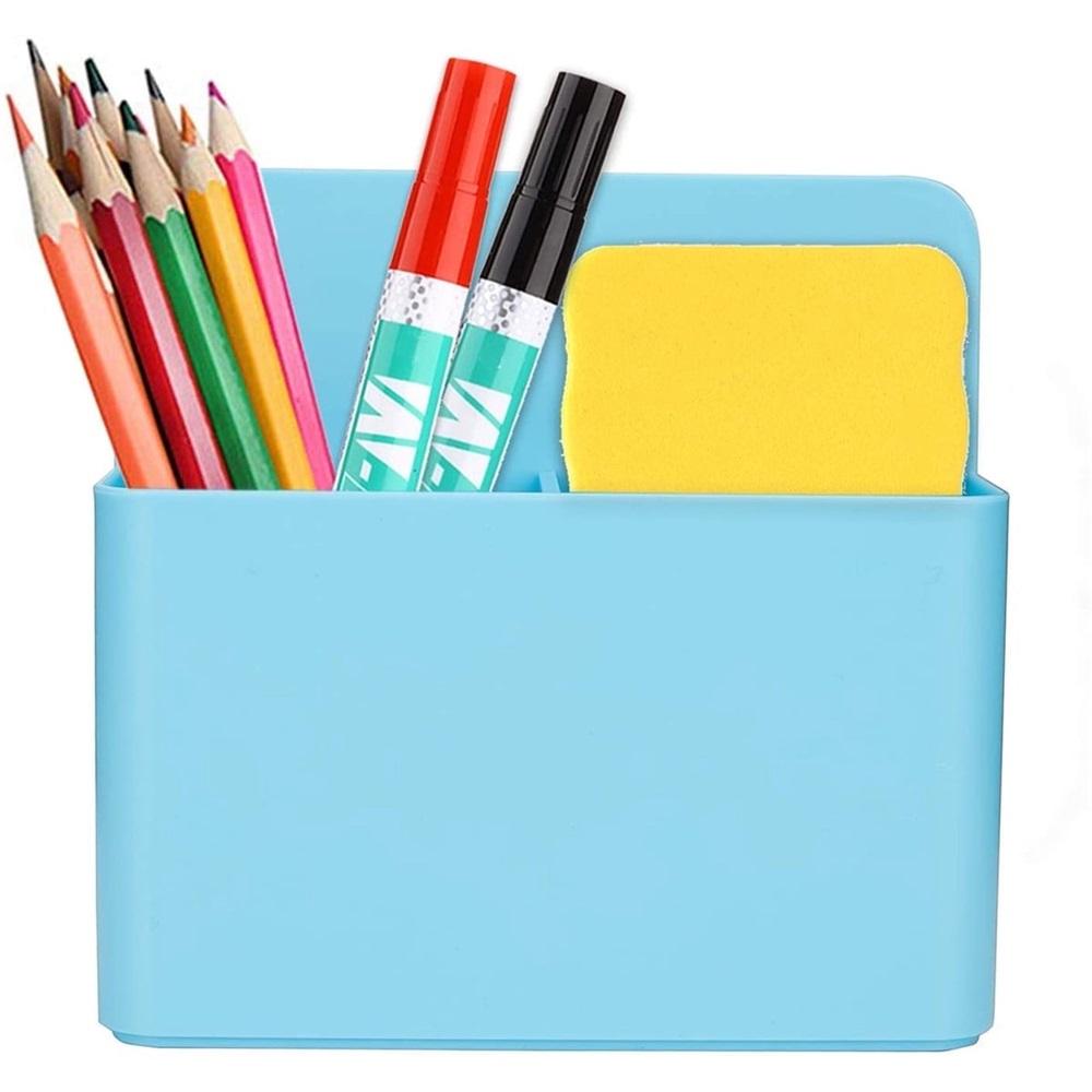Magnetic pen cup storage organizer, magnetic whiteboard pen holder, storage for whiteboard pens and erasers (blue) синий