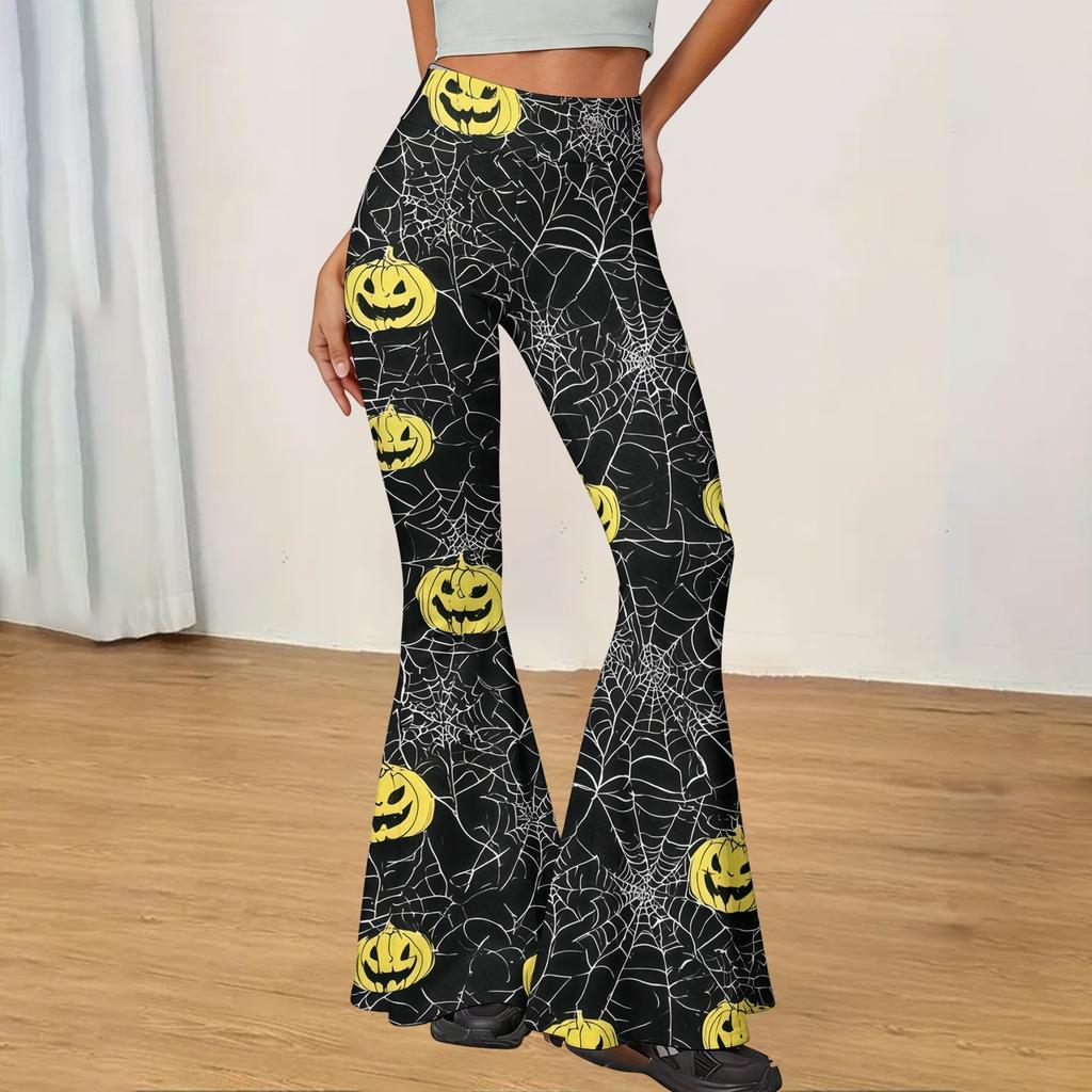 Women's Casual Halloween Print Flared Yoga Pants High Waist Stretchy Fit Comfortable Soft Fabric Design
