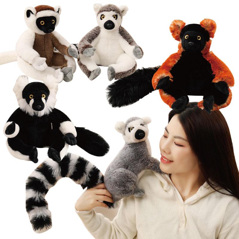 1Pc 25Cm Simulation Lemur Peluche Toy Furry Upturned Tailed Lemur Ring-Tailed Lemur Plushie Doll Stuffed Soft Toy Nice Gift