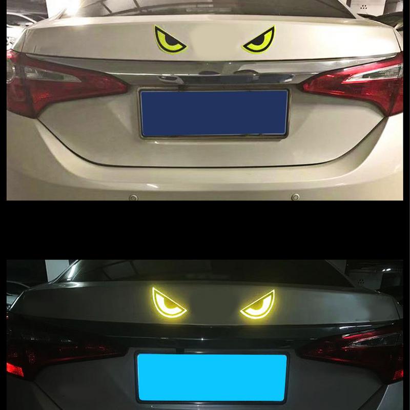 1Pair Evil Eyes Car Stickers Unique Creative Motorcycle Head Decal Reflective Bottle Body Sticker For Vehicle Customization