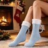 Indoor Non-slip Walking Socks Women's Knitted Slipper Socks, Soft Plush Lined Mid-Length Winter Breathable Polyester Lounge Thermal with Handle